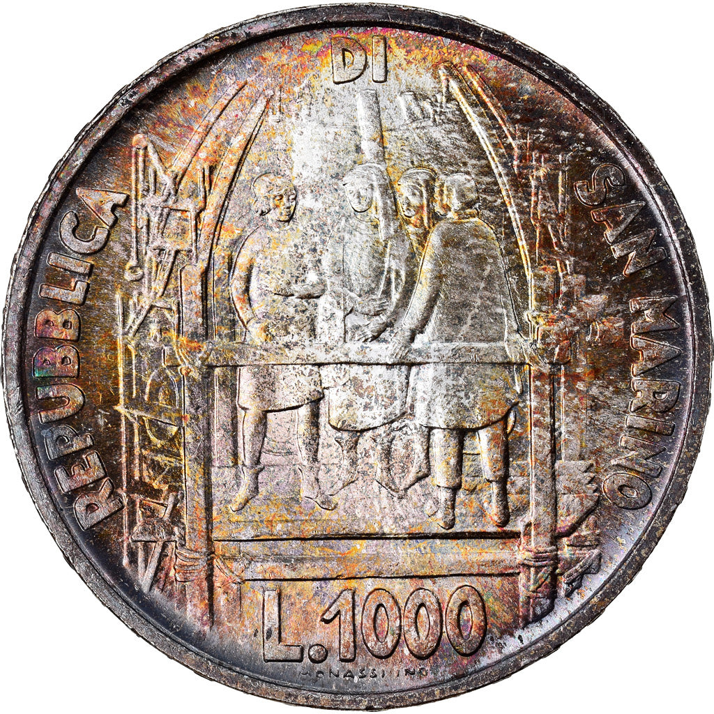 Monnaie, San Marino, 1000 Lire, 1977, Rome, SPL+, Argent, KM:72