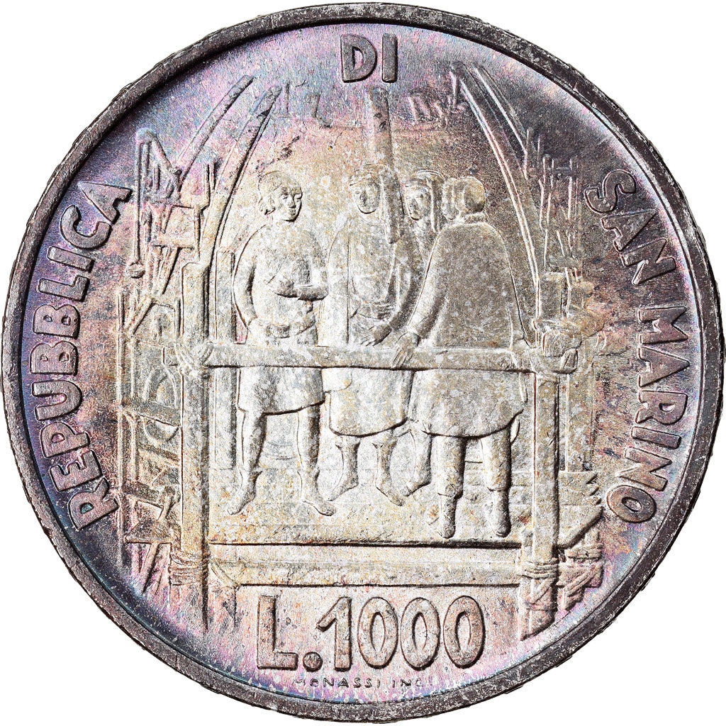 Moneta, San Marino, 1000 Lire, 1977, Rome, SPL+, Argento, KM:72