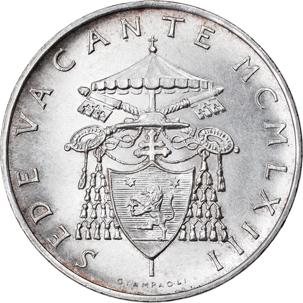 Coin, VATICAN CITY, Sede Vacante, 500 Lire, 1963, Roma, MS(63), Silver, KM:75