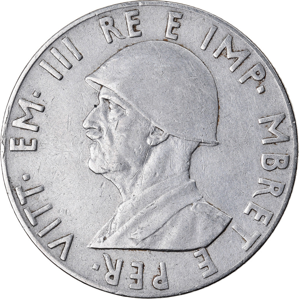 Moeda, Albânia, Vittorio Emanuele III, 2 Lek, 1939, Rome, EF(40-45), Aço