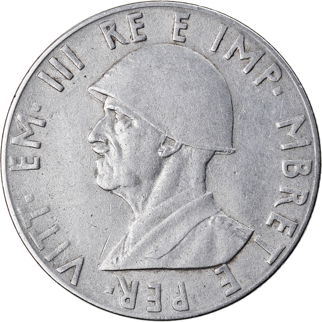 Coin, Albania, Vittorio Emanuele III, 2 Lek, 1939, Rome, AU(50-53), Stainless