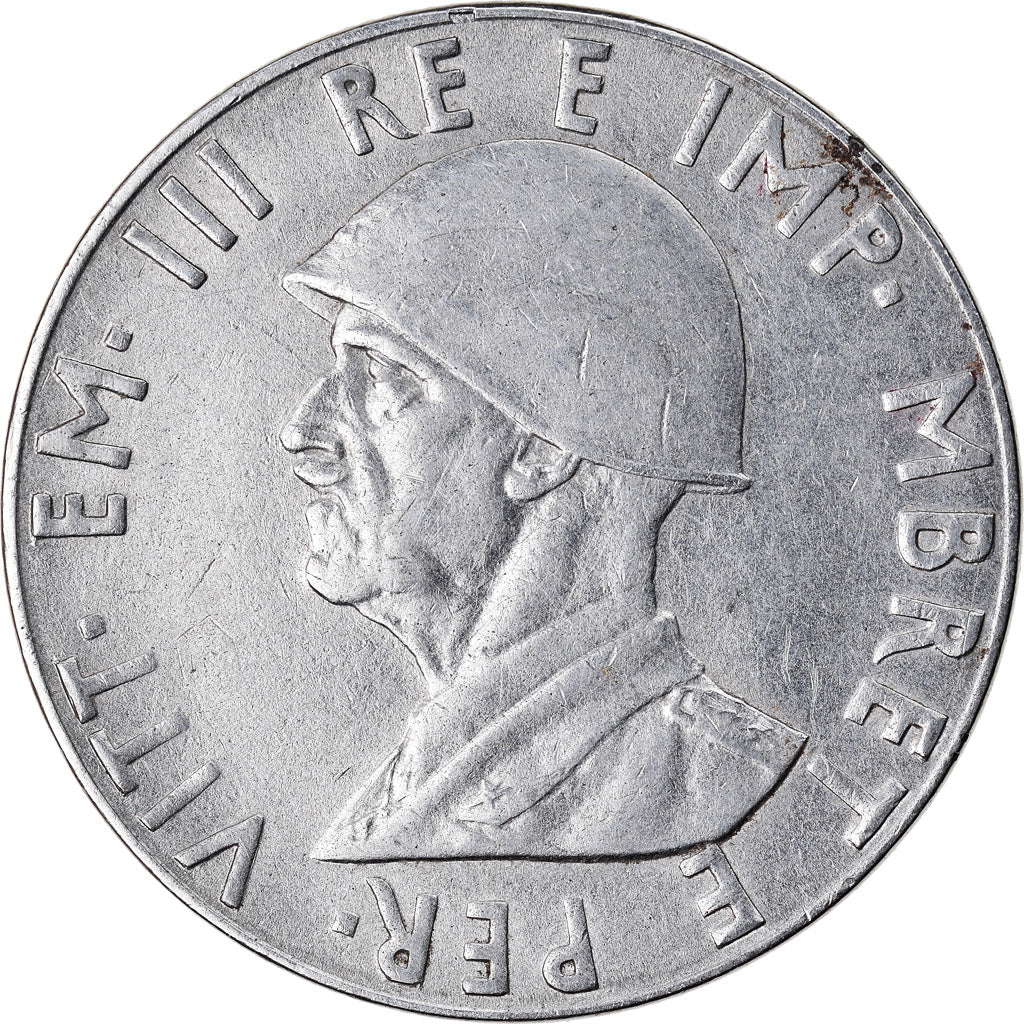 Moneta, Albania, Vittorio Emanuele III, 2 Lek, 1939, Rome, AU(50-53), Stal