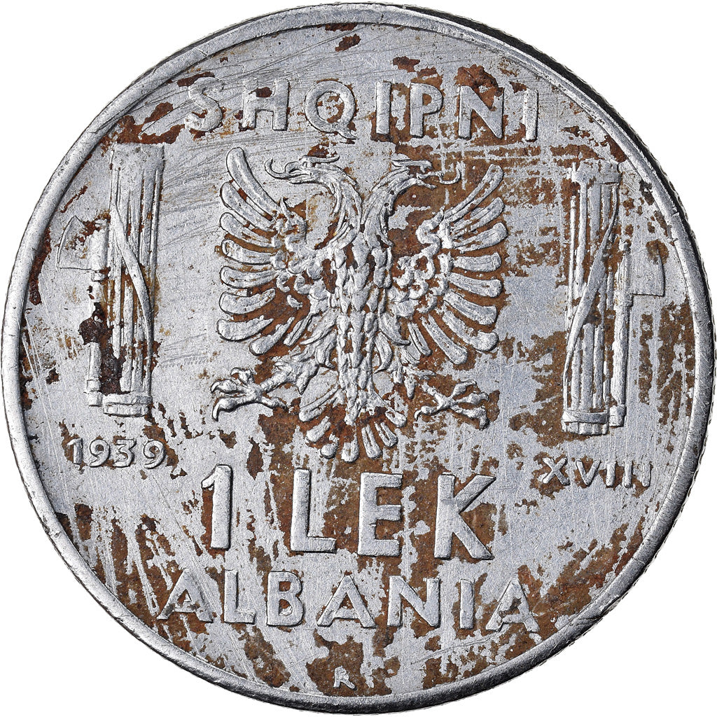 Coin, Albania, Vittorio Emanuele III, Lek, 1939, Rome, EF(40-45), Stainless