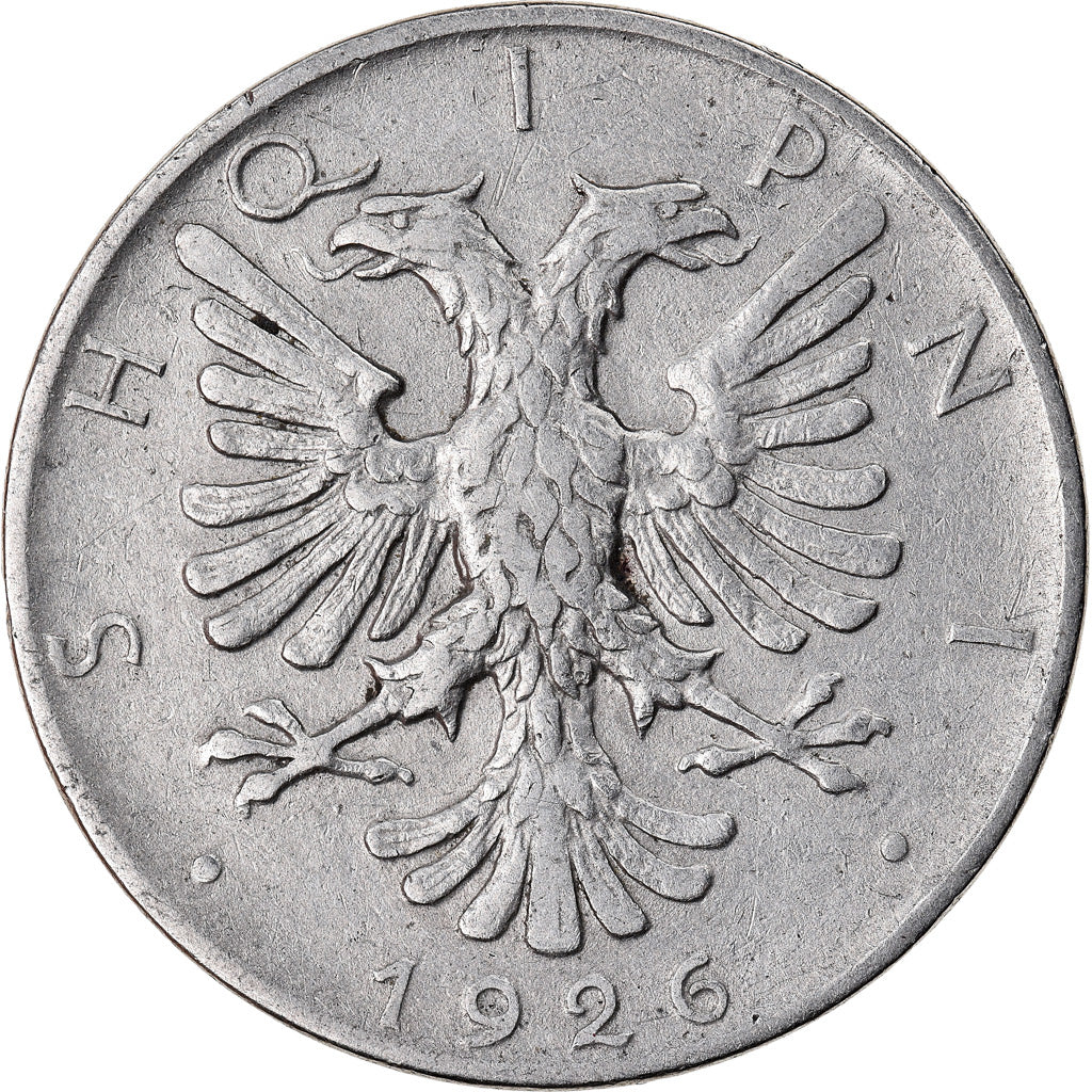 Moneta, Albania, 1/2 Lek, 1926, Rome, BB, Nichel, KM:4