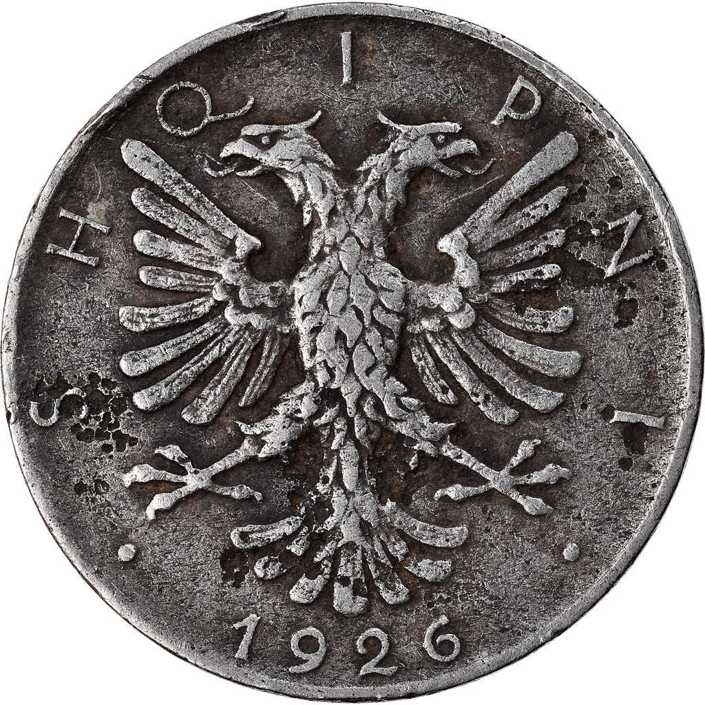 Munten, Albanië, 1/2 Lek, 1926, Rome, ZF, Nickel, KM:4