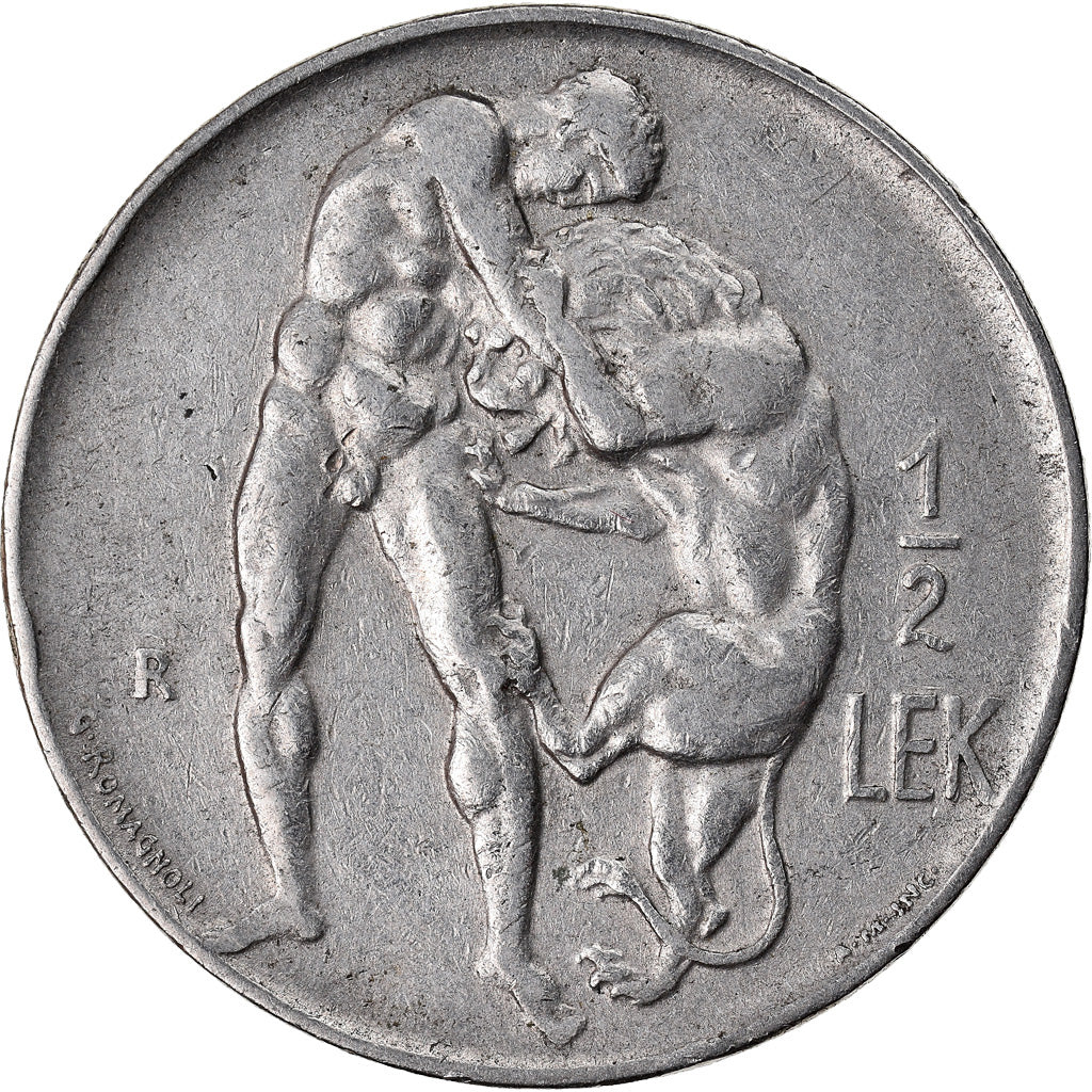 Coin, Albania, 1/2 Lek, 1926, Rome, EF(40-45), Nickel, KM:4
