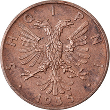 Monnaie, Albania, Zog I, 2 Qindar Ari, 1935, Rome, TTB+, Bronze, KM:15