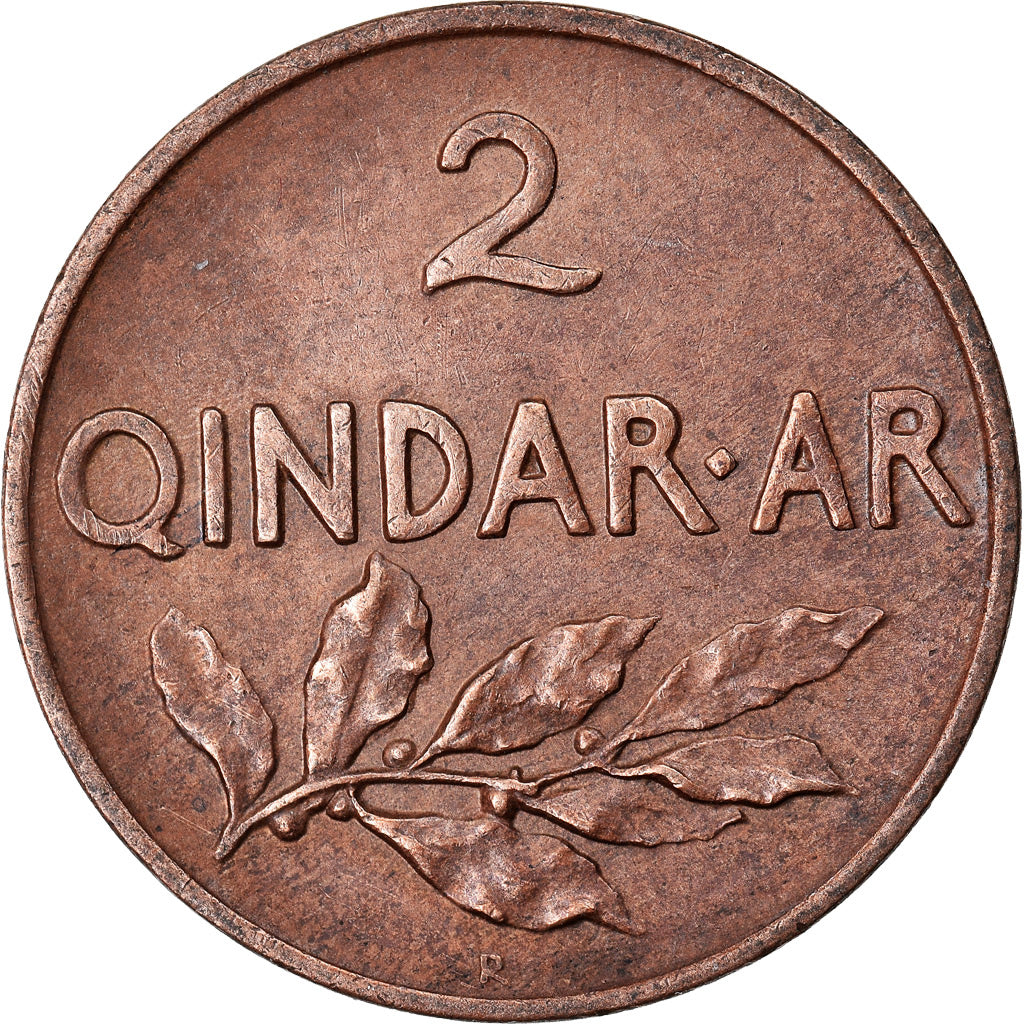 Monnaie, Albania, Zog I, 2 Qindar Ari, 1935, Rome, TTB+, Bronze, KM:15