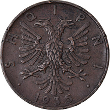 Moneta, Albania, Zog I, 2 Qindar Ari, 1935, Rome, BB+, Bronzo, KM:15