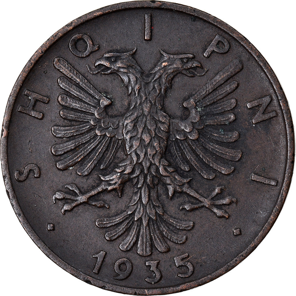 Monnaie, Albania, Zog I, 2 Qindar Ari, 1935, Rome, TTB+, Bronze, KM:15