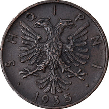 Monnaie, Albania, Zog I, 2 Qindar Ari, 1935, Rome, TTB+, Bronze, KM:15