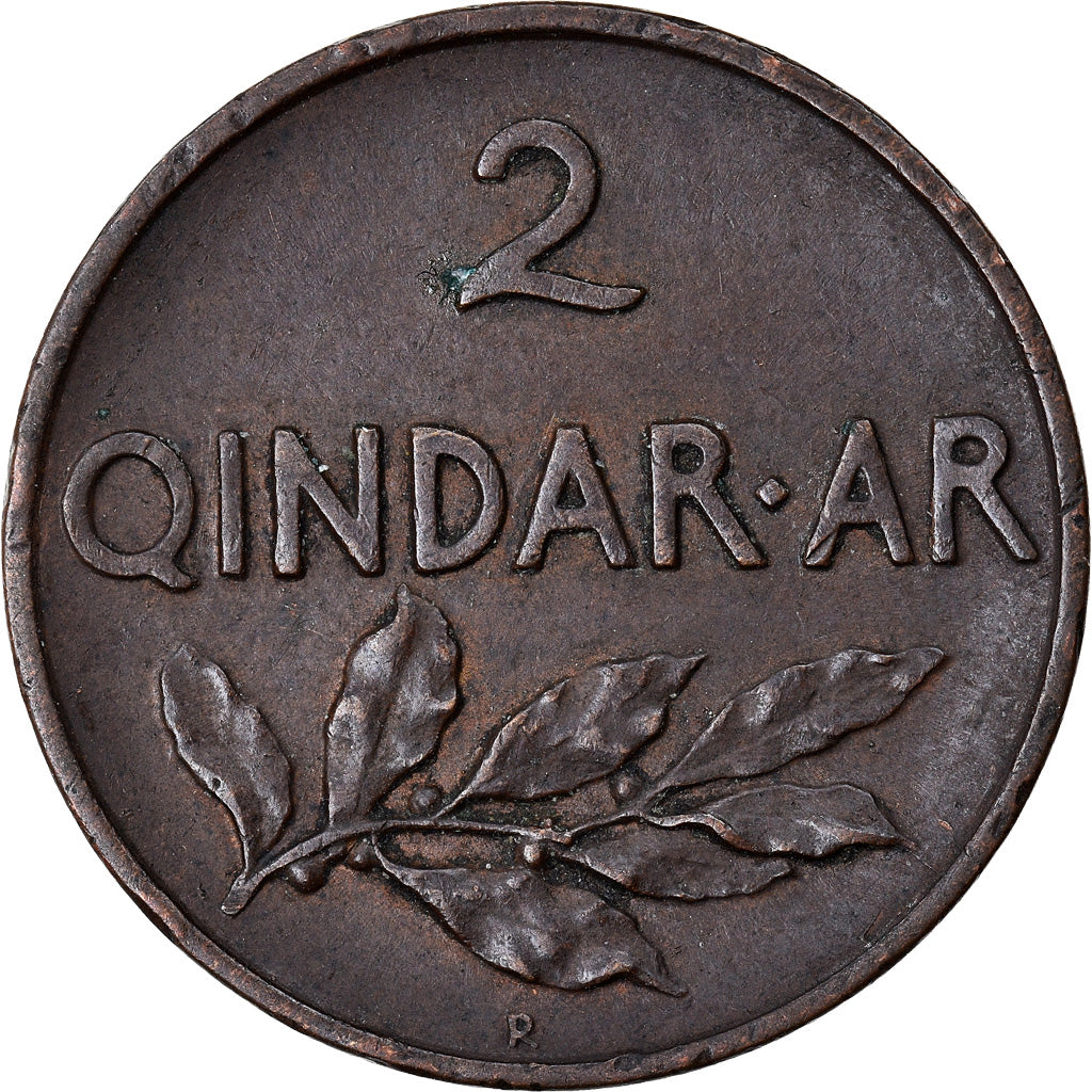 Monnaie, Albania, Zog I, 2 Qindar Ari, 1935, Rome, TTB+, Bronze, KM:15