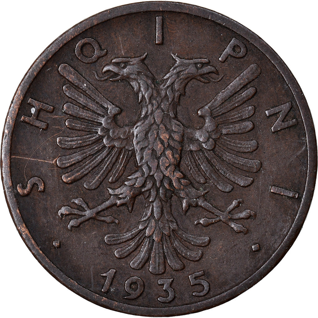 Monnaie, Albania, Zog I, Qindar Ar, 1935, Rome, TTB, Bronze, KM:14