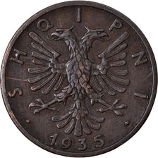 Monnaie, Albania, Zog I, Qindar Ar, 1935, Rome, TTB, Bronze, KM:14