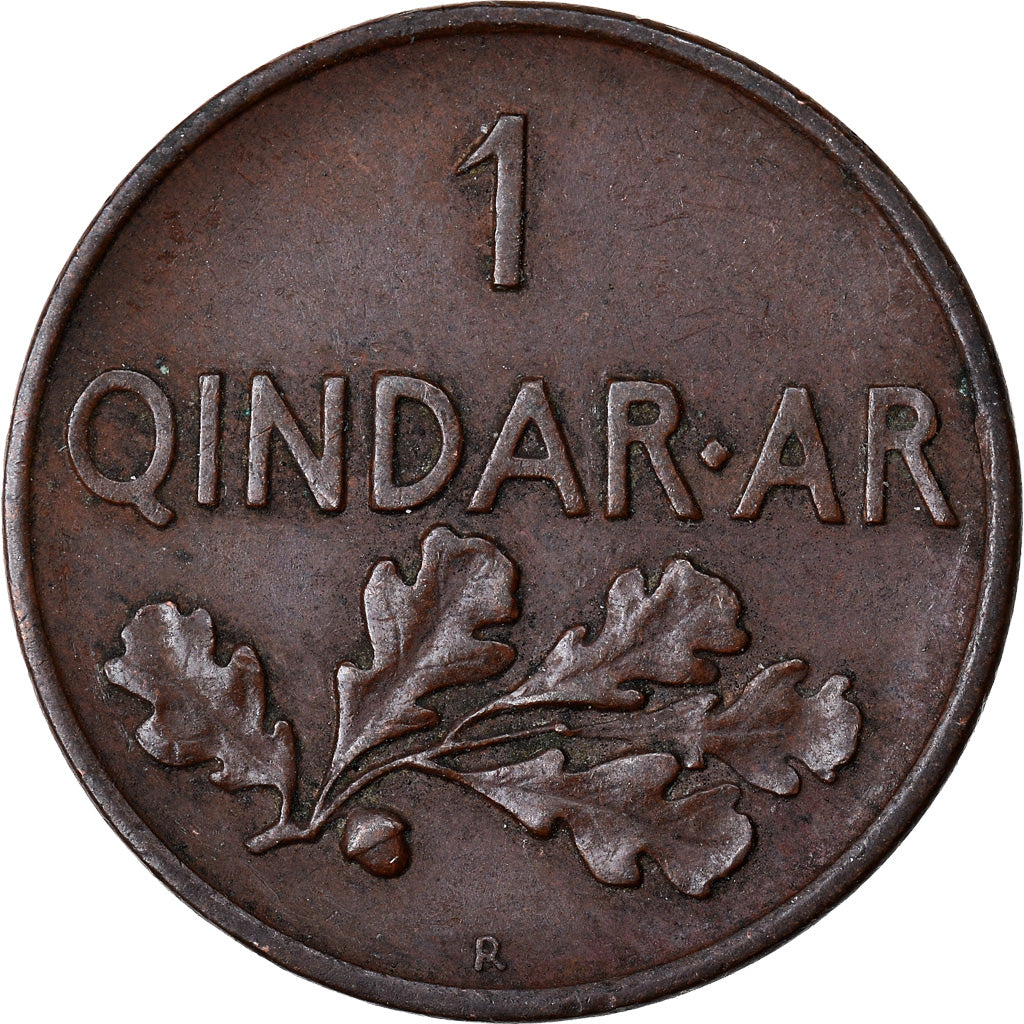 Coin, Albania, Zog I, Qindar Ar, 1935, Rome, EF(40-45), Bronze, KM:14