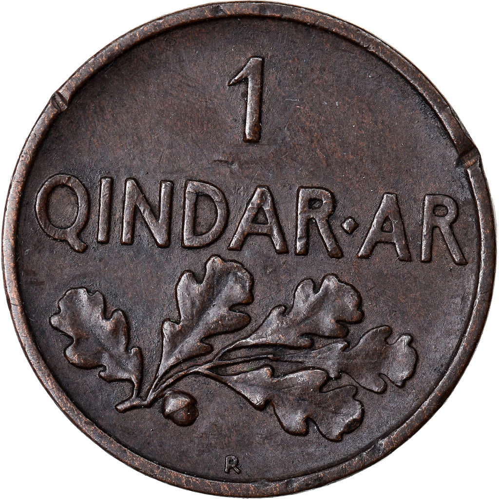 Moneta, Albania, Zog I, Qindar Ar, 1935, Rome, BB, Bronzo, KM:14