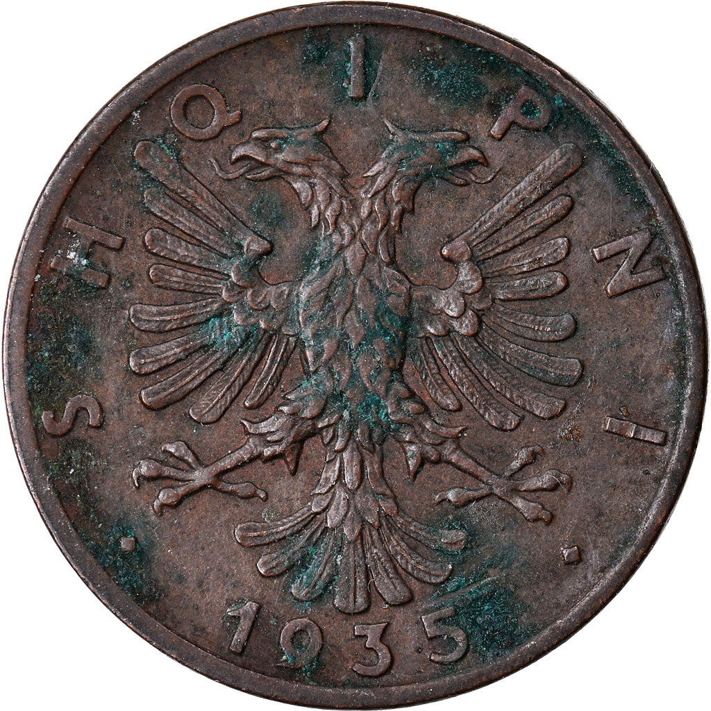 Monnaie, Albania, Zog I, Qindar Ar, 1935, Rome, TTB, Bronze, KM:14