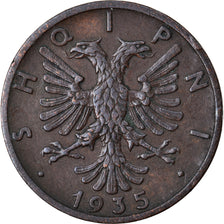 Moneda, Albania, Zog I, Qindar Ar, 1935, Rome, MBC+, Bronce, KM:14