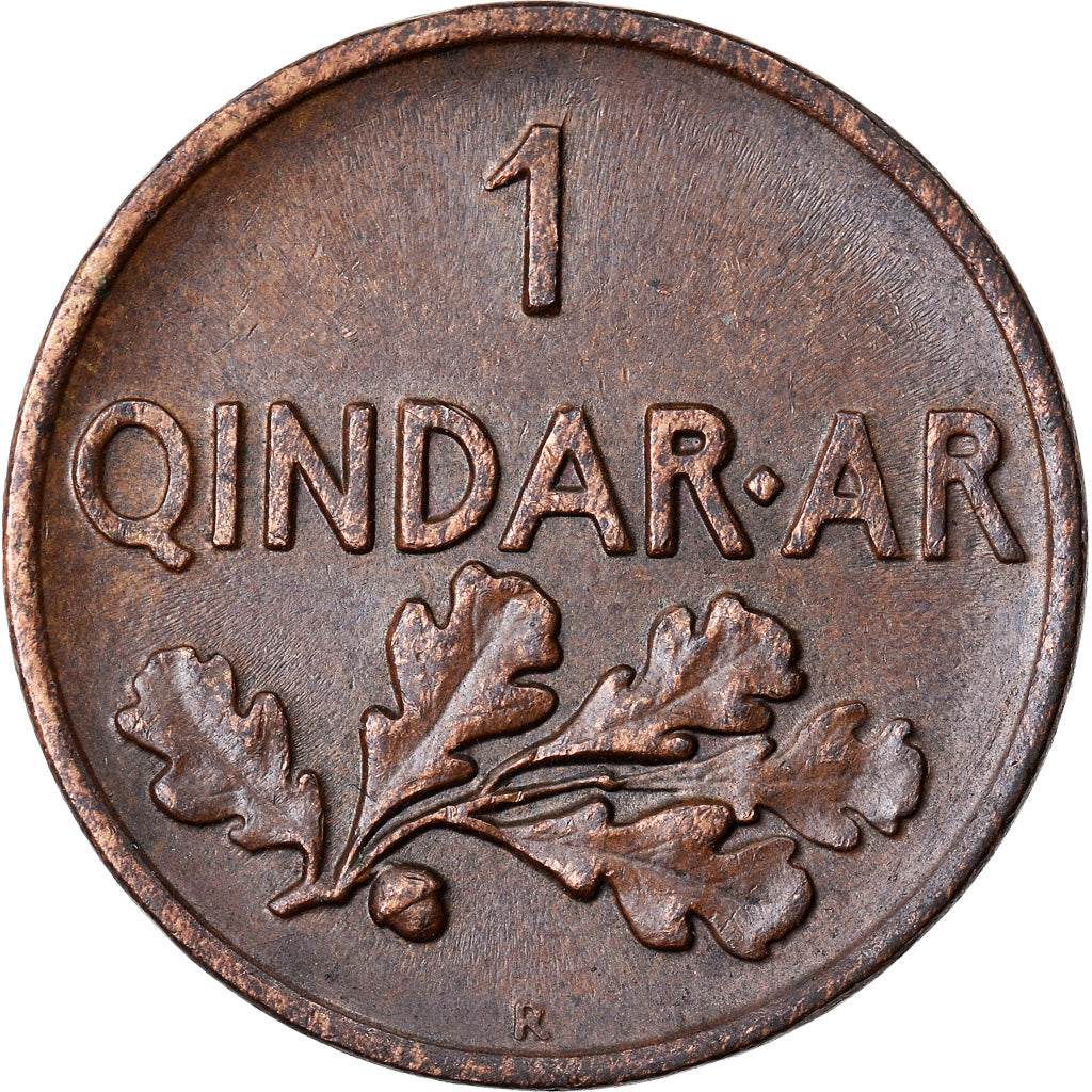 Coin, Albania, Zog I, Qindar Ar, 1935, Rome, AU(55-58), Bronze, KM:14