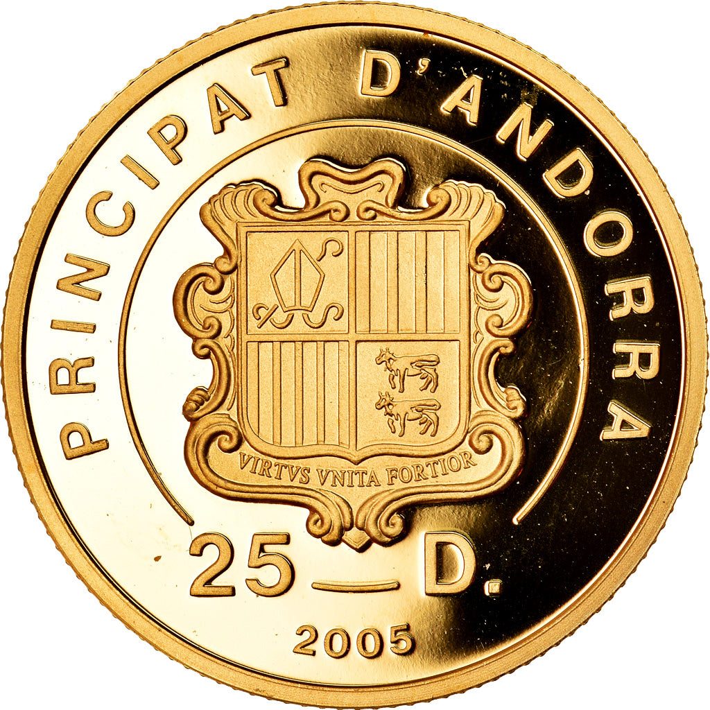 Münze, Andorra, 25 Diners, 2005, STGL, Gold, KM:216