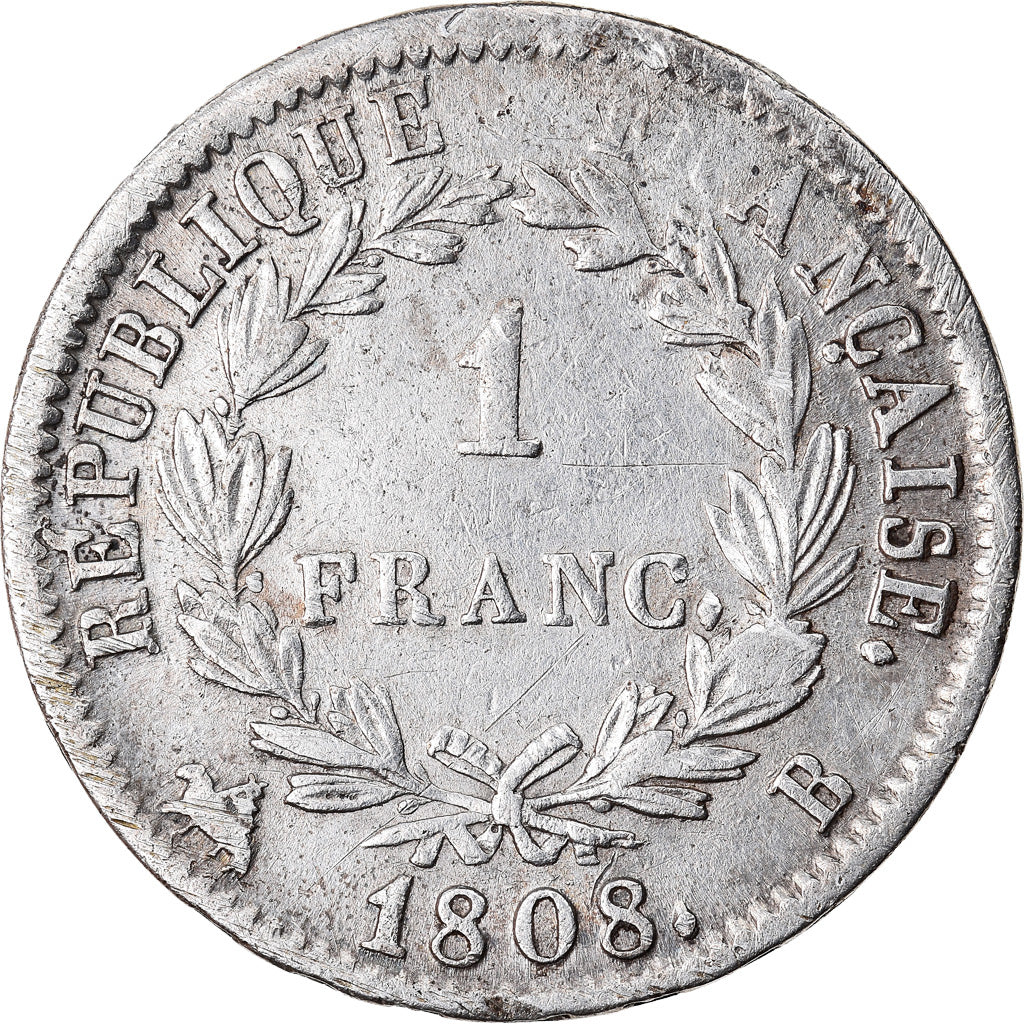 Coin, France, Napoléon I, Franc, 1808, Rouen, EF(40-45), Silver, KM:682.2