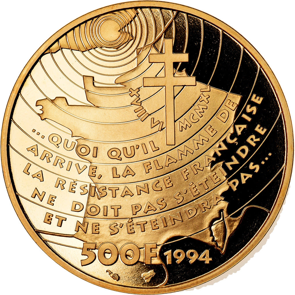 Monnaie, France, Général De Gaulle, 500 Francs, 1994, Paris, FDC, Or