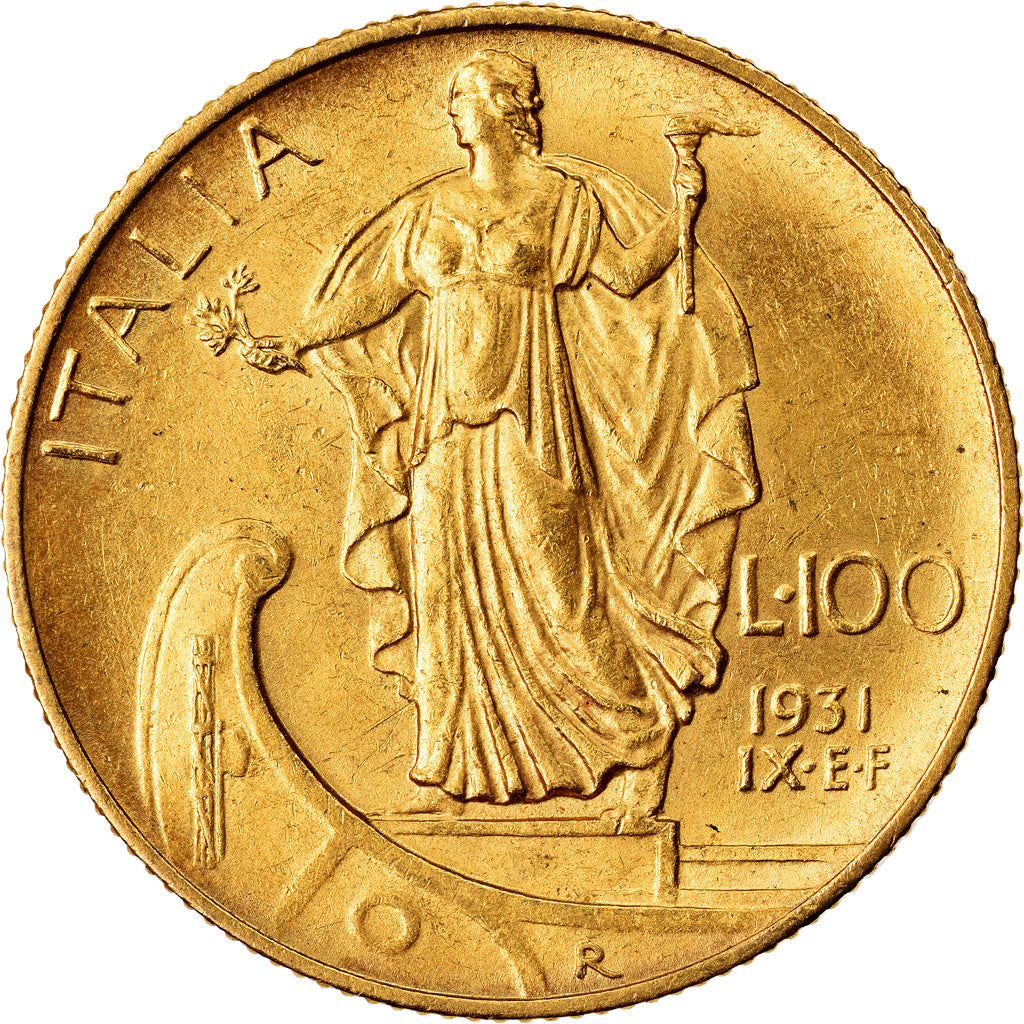 Coin, Italy, Vittorio Emanuele III, 100 Lire, 1931, Rome, MS(63), Gold, KM:72