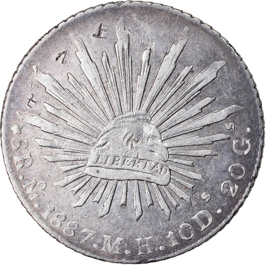 Coin, Mexico, 8 Reales, 1887, Mexico City, Countermark, EF(40-45), Silver