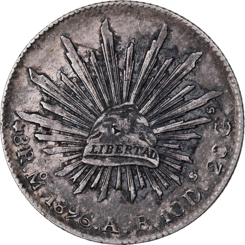 Coin, Mexico, 8 Reales, 1896, Mexico City, EF(40-45), Silver, KM:377.10
