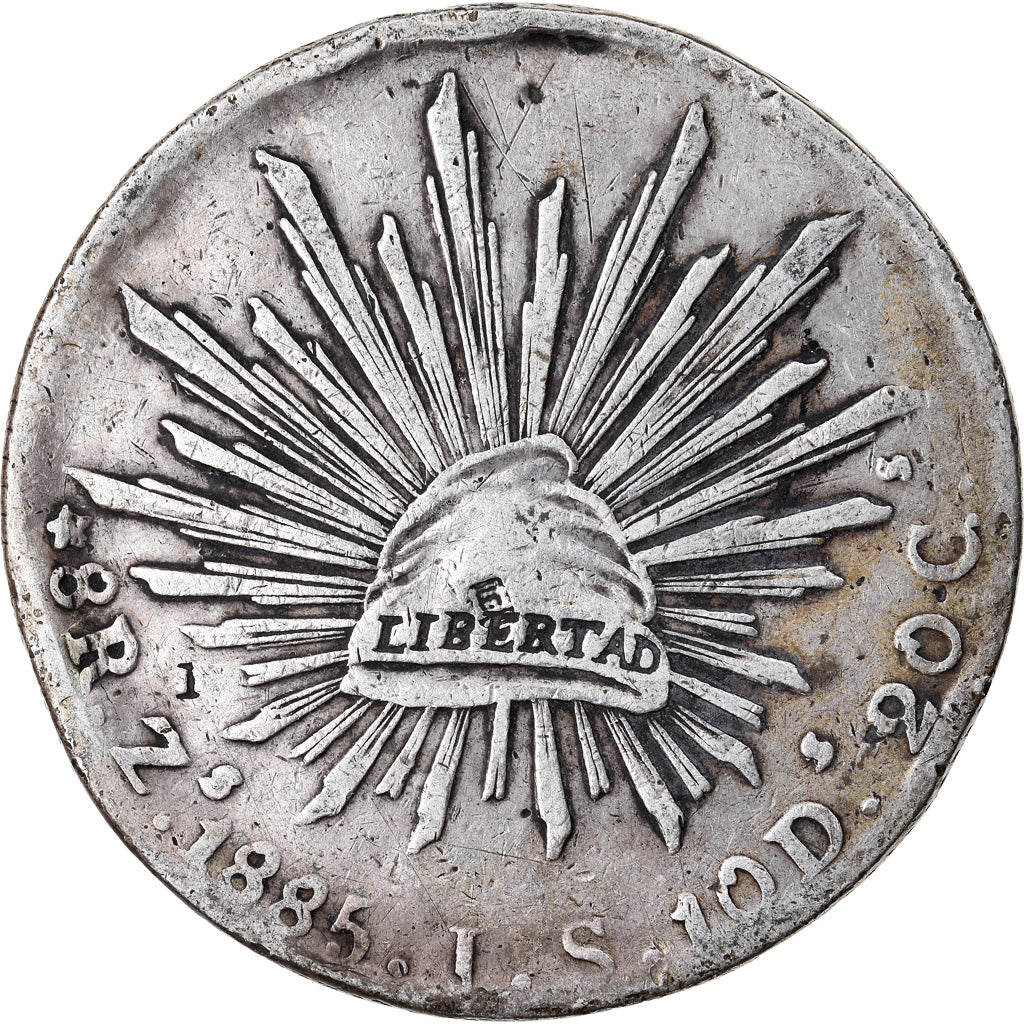 Monnaie, Mexique, 8 Reales, 1885, Zacatecas, TB, Argent, KM:377.13