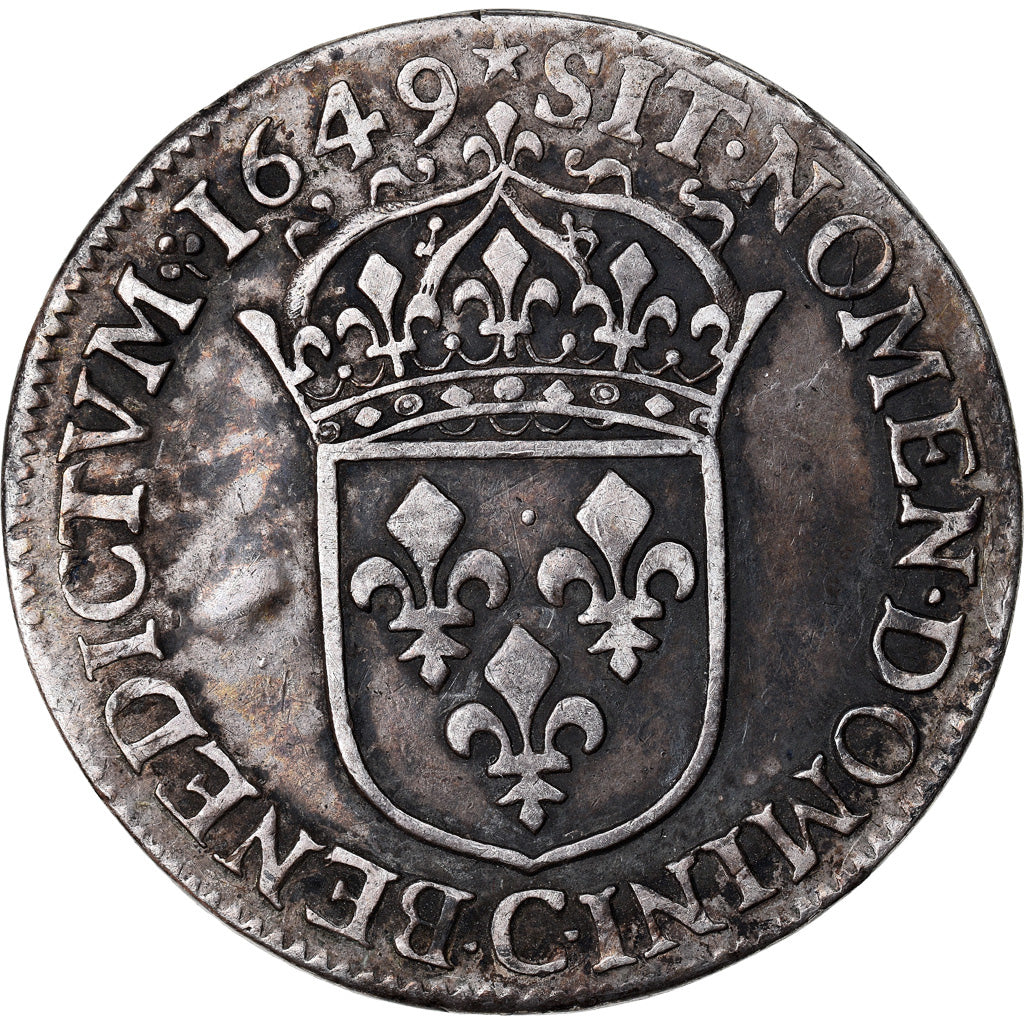 Moneta, Francja, Louis XIV, 1/2 Écu à la mèche longue, 1/2 Ecu, 1649, Saint