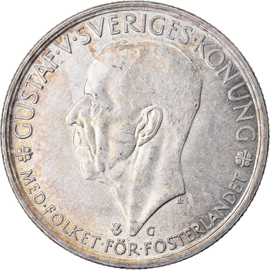 Coin, Sweden, Gustaf V, 5 Kronor, 1935, AU(55-58), Silver, KM:806