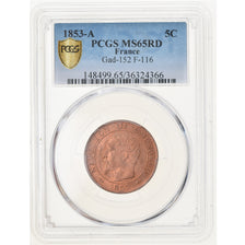 Monnaie, France, Napoleon III, Napoléon III, 5 Centimes, 1853, Paris, PCGS