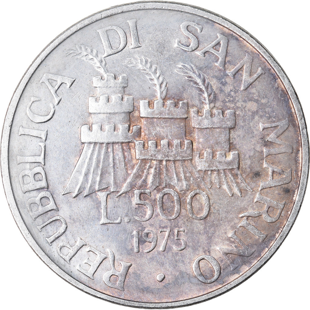 Coin, San Marino, 500 Lire, 1975, MS(60-62), Silver, KM:48