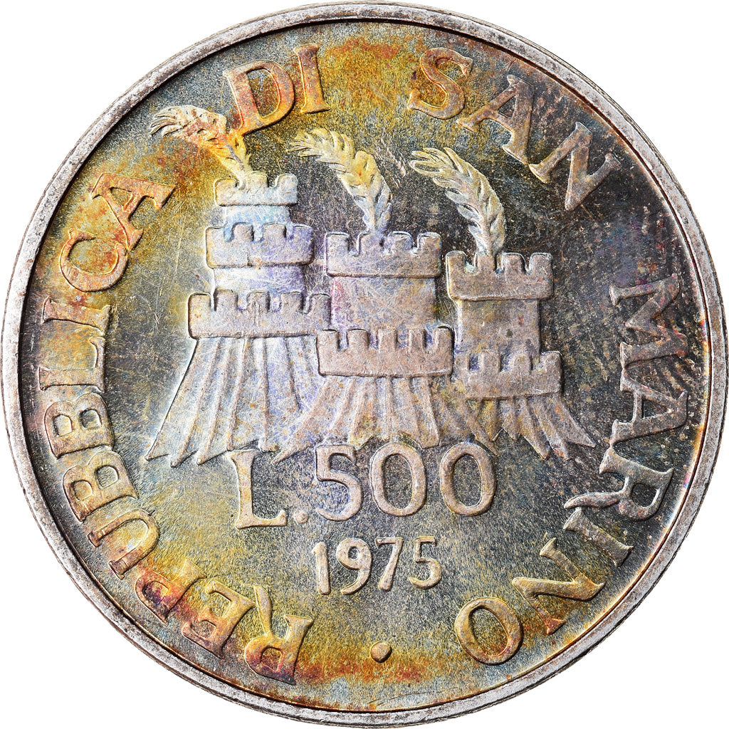 Coin, San Marino, 500 Lire, 1975, MS(60-62), Silver, KM:48