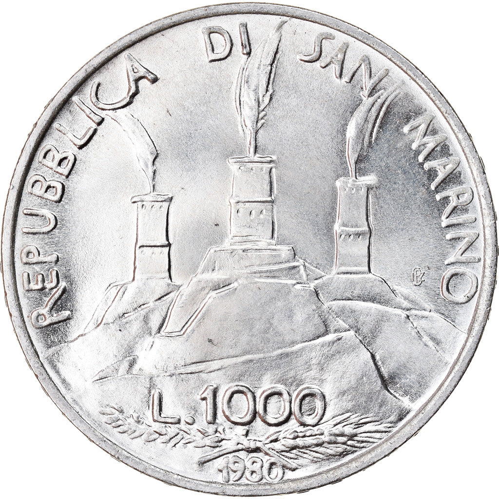 Moneta, San Marino, 1000 Lire, 1980, Rome, SPL+, Argento, KM:112