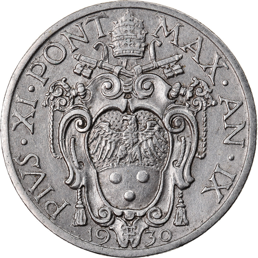 Coin, VATICAN CITY, Pius XI, 20 Centesimi, 1930, Roma, MS(63), Nickel, KM:3