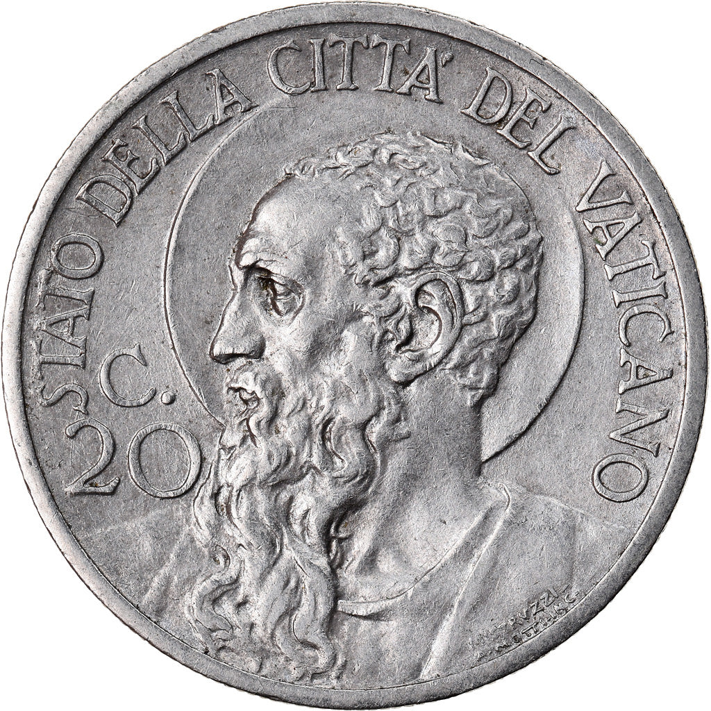 Coin, VATICAN CITY, Pius XI, 20 Centesimi, 1930, Roma, MS(63), Nickel, KM:3