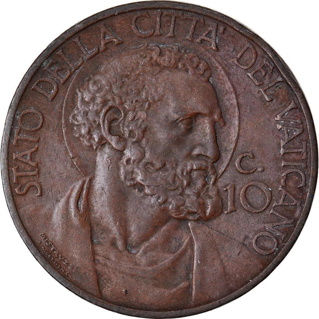 Coin, VATICAN CITY, Pius XI, 10 Centesimi, 1932, AU(50-53), Bronze, KM:2