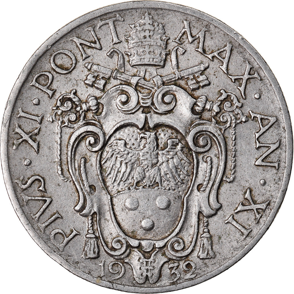 Moneta, PAŃSTWO WATYKAŃSKIE, Pius XI, 20 Centesimi, 1932, Rome, AU(55-58)