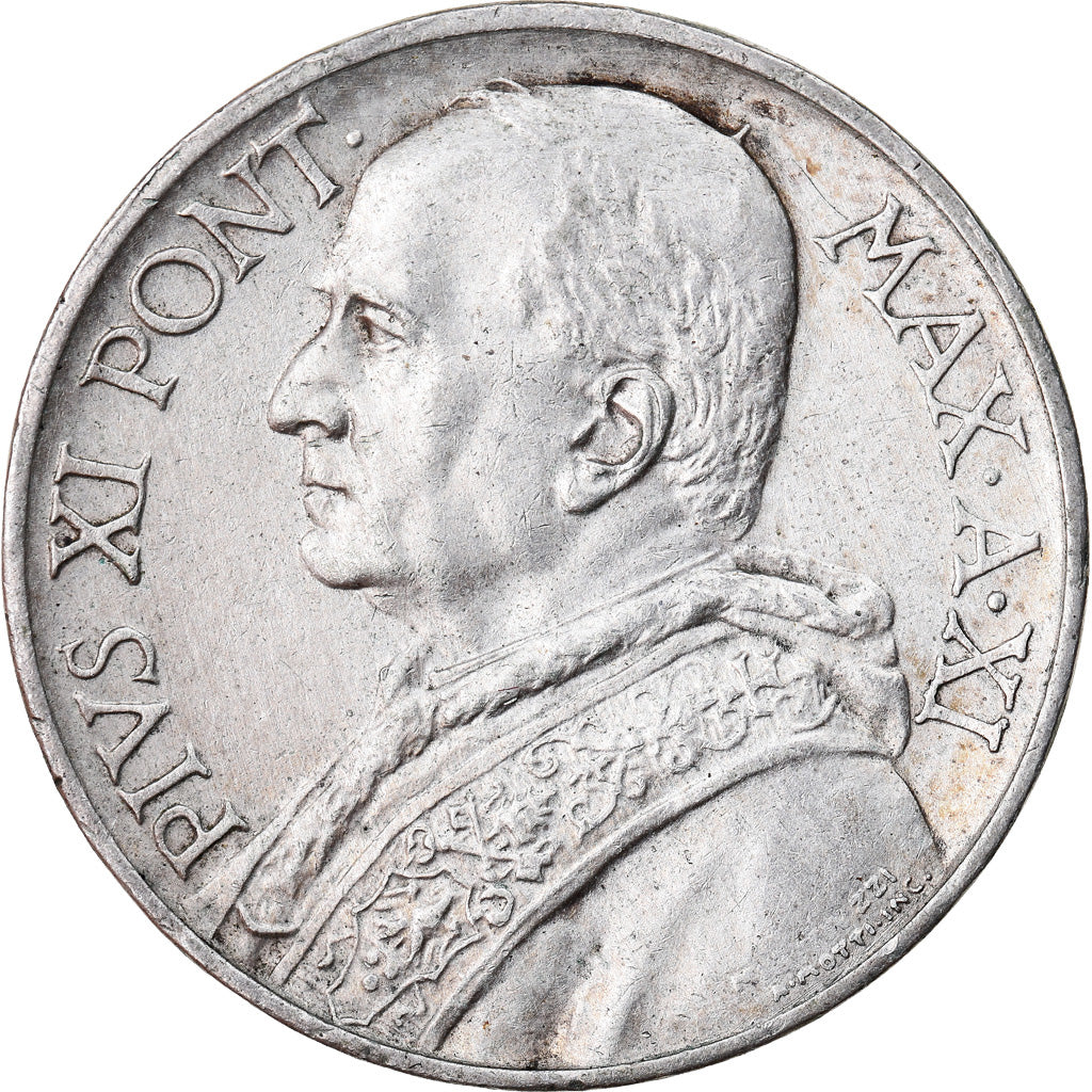 Coin, VATICAN CITY, Pius XI, 5 Lire, 1932, Roma, EF(40-45), Silver, KM:7