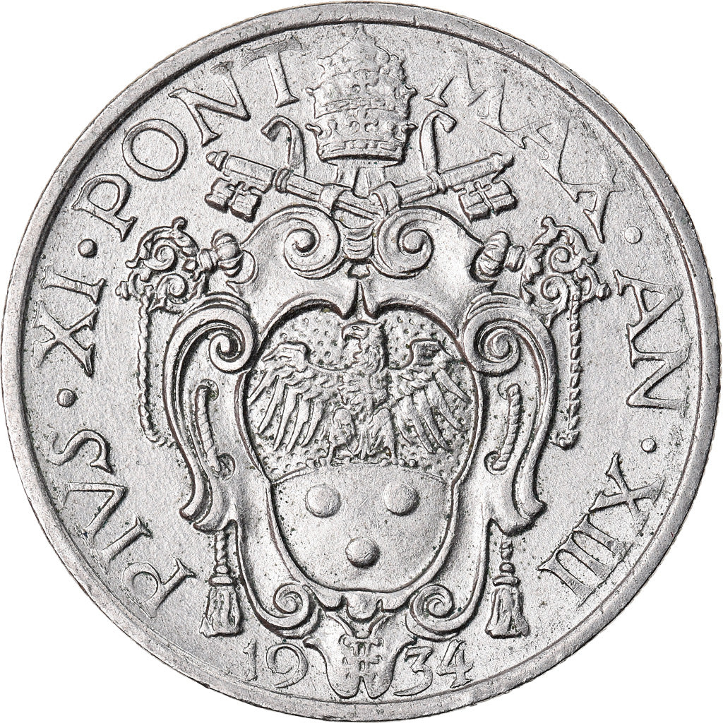 Coin, VATICAN CITY, Pius XI, 20 Centesimi, 1934, Roma, MS(60-62), Nickel, KM:3