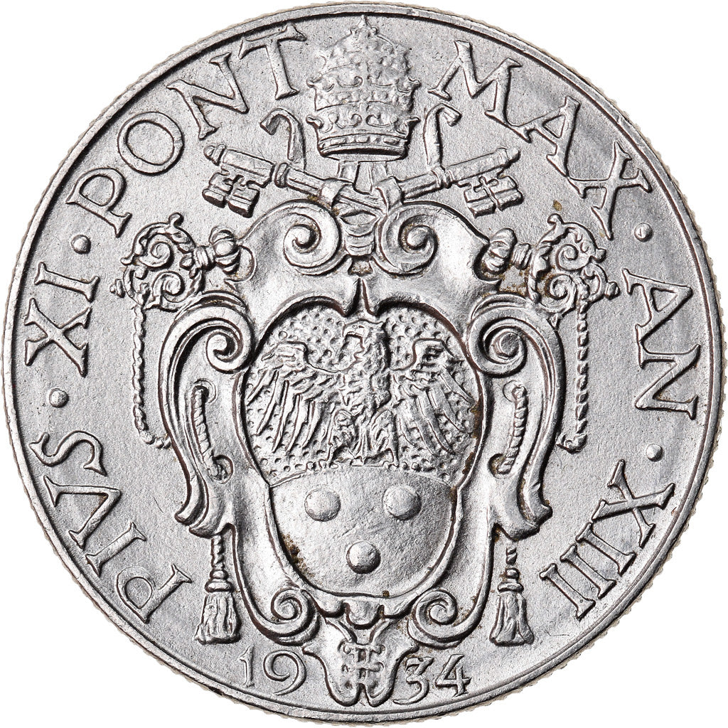 Moneda, CIUDAD DEL VATICANO, Pius XI, 50 Centesimi, 1934, Roma, EBC+, Níquel