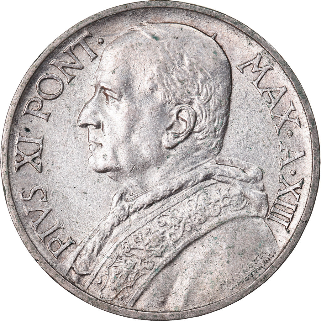 Coin, VATICAN CITY, Pius XI, 5 Lire, 1934, Roma, AU(55-58), Silver, KM:7
