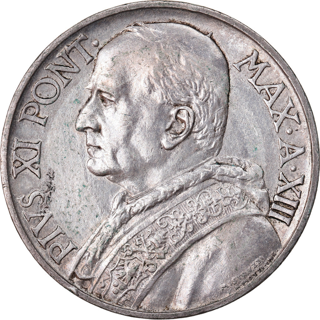 Coin, VATICAN CITY, Pius XI, 10 Lire, 1934, Rome, AU(55-58), Silver, KM:8