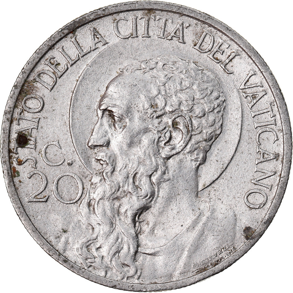 Coin, VATICAN CITY, Pius XI, 20 Centesimi, 1936, Roma, AU(55-58), Nickel, KM:3