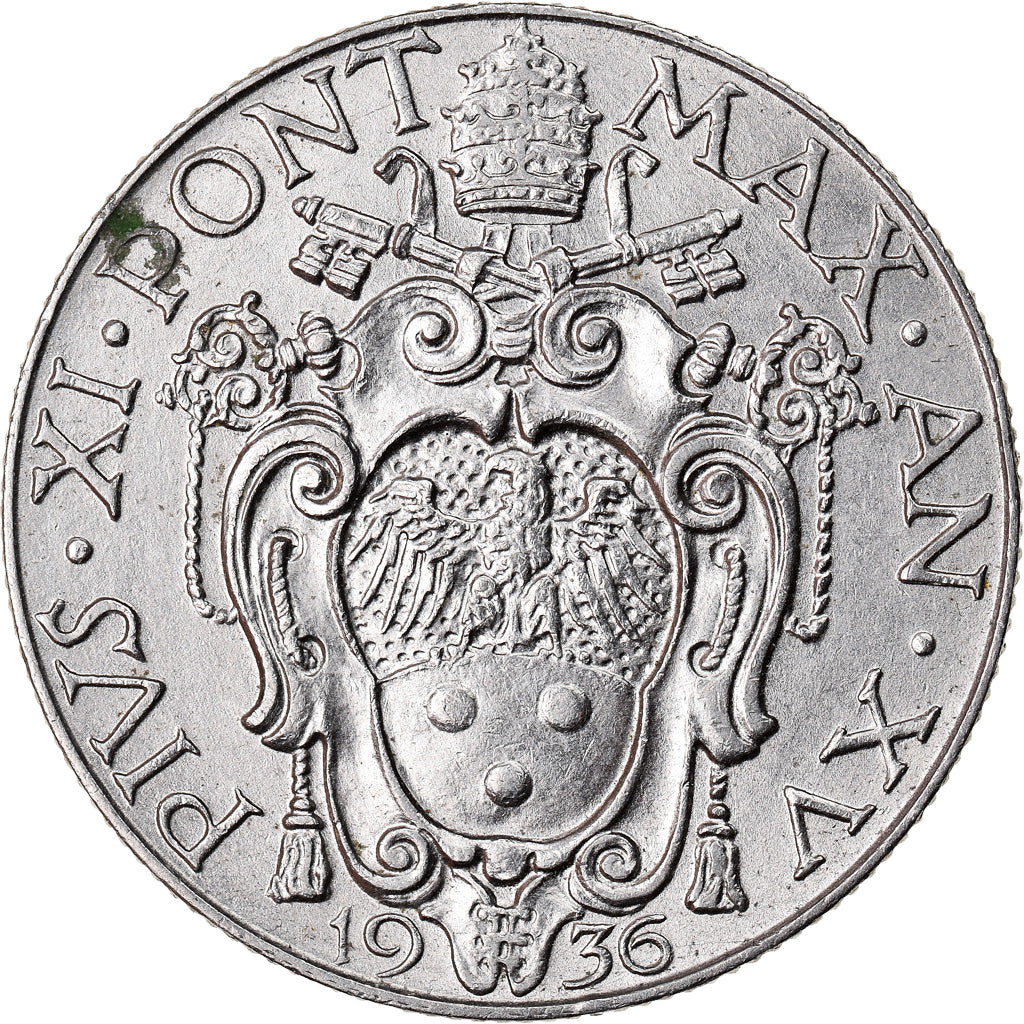 Coin, VATICAN CITY, Pius XI, 50 Centesimi, 1936, Roma, AU(55-58), Nickel, KM:4