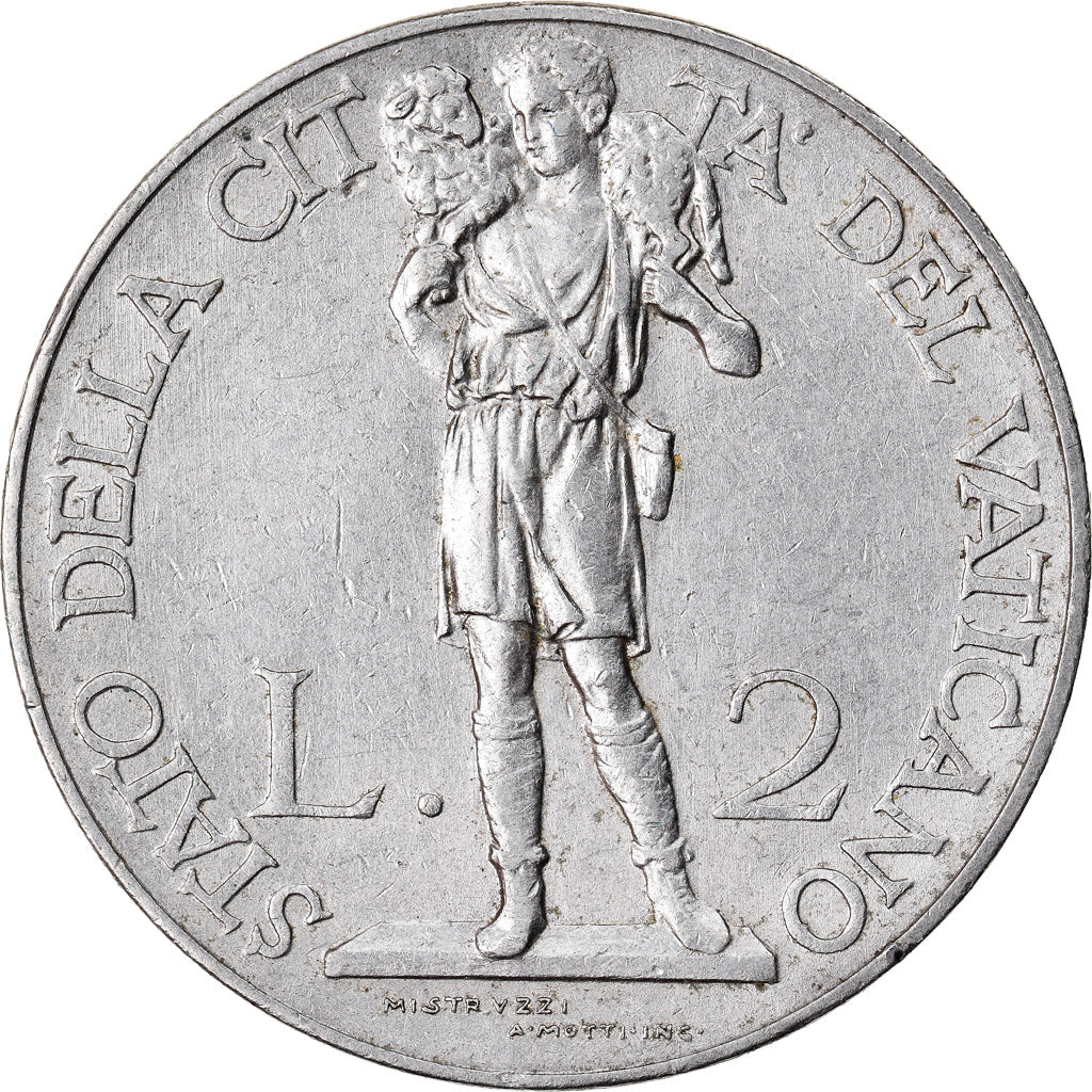 Coin, VATICAN CITY, Pius XI, 2 Lire, 1936, Roma, AU(50-53), Nickel, KM:6