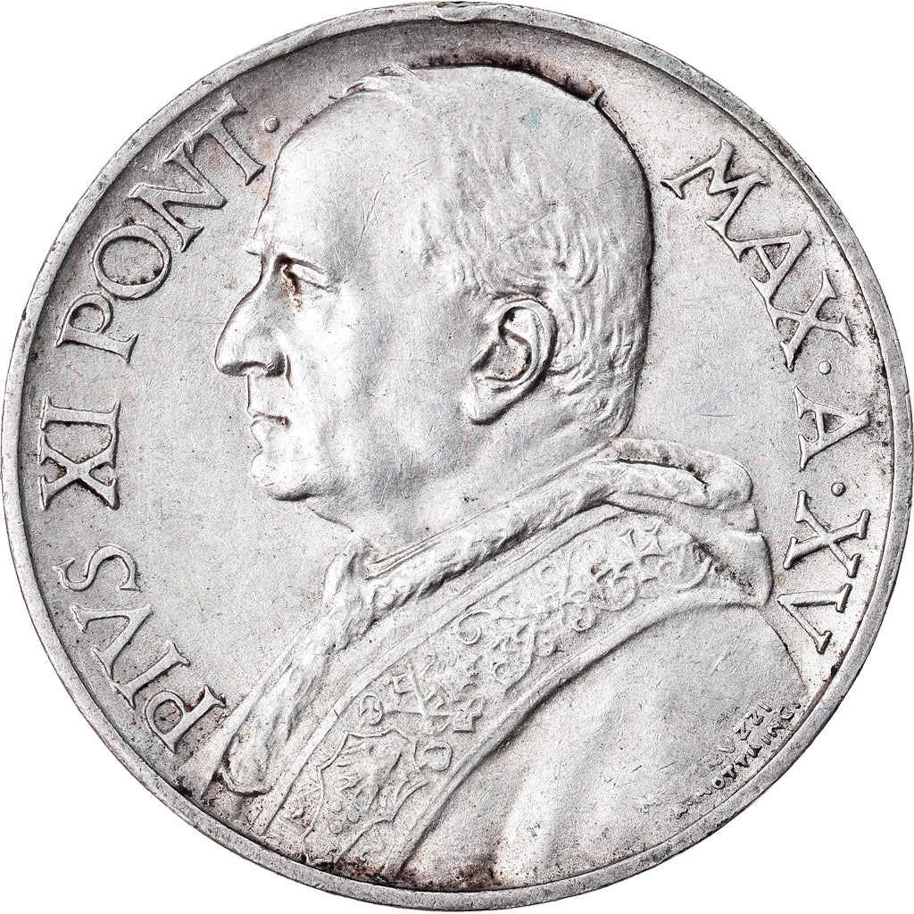 Coin, VATICAN CITY, Pius XI, 5 Lire, 1936, AU(55-58), Silver, KM:7