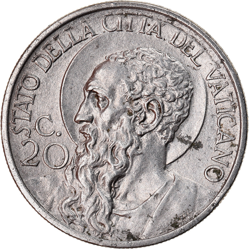 Coin, VATICAN CITY, Pius XI, 20 Centesimi, 1932, Rome, EF(40-45), Nickel, KM:3